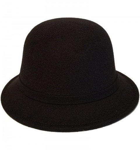 Bucket Hats Women's Vintage Style Wool Cloche Bucket Winter Hat - Black - CM12N7ZBLDI $10.44