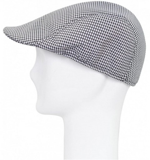 Newsboy Caps Premium Houndstooth Golf Ivy Driver Cabby Newsboy Cap Hat - Diff Colors/Sizes - Black - CD1216NJ9L7 $9.08