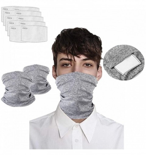 Balaclavas 2 Pcs Scarf Bandanas Neck Gaiter with 10 PcsSafety Carbon Filters for Men and Women - Gray - CE19840EENU $18.17