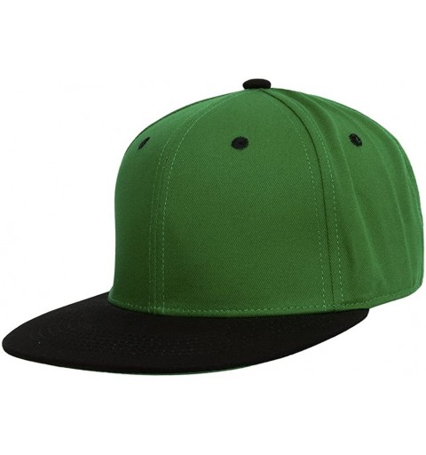 Baseball Caps Cotton Two-Tone Flat Bill Snapback - Kelly Green/Black - C211MQPZZ09 $7.49