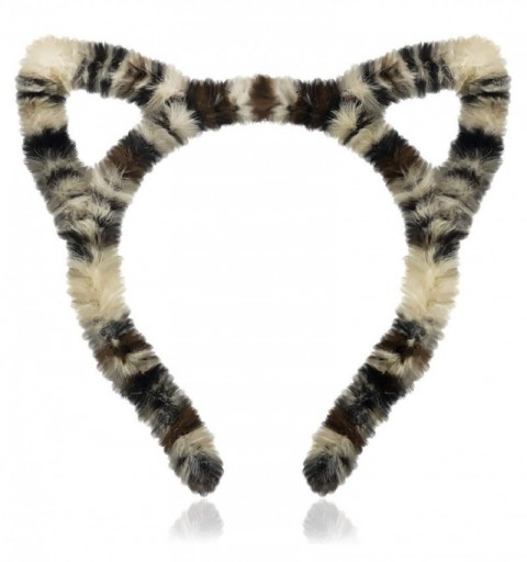 Cold Weather Headbands Fuzzy Faux Fur Leopard Print Animal Cat Ear Headband One Size - CR18YKRDYZU $19.41