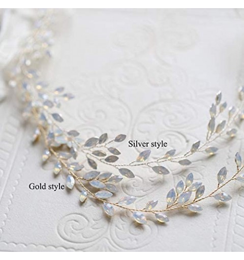Headbands Bridal Crsytal Hair Accessories Blue Opal Crystal Handmade Bridal Headpiece - Silvery Headband - CH18HSU6KM6 $21.87