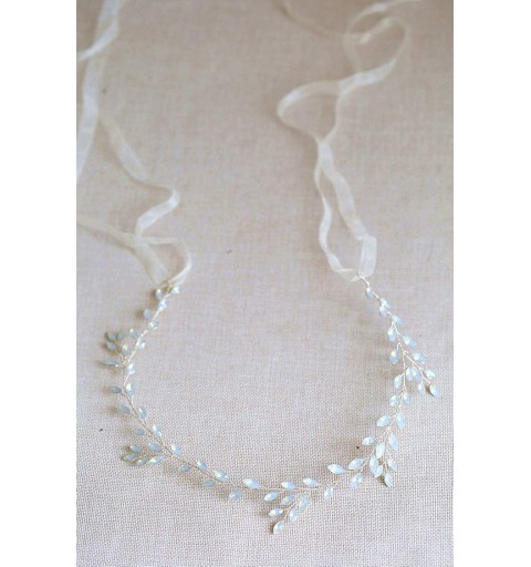 Headbands Bridal Crsytal Hair Accessories Blue Opal Crystal Handmade Bridal Headpiece - Silvery Headband - CH18HSU6KM6 $21.87
