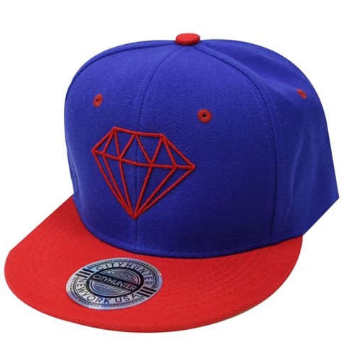 Baseball Caps Diamond Snapback Cap - Royal/Red - C818CLNZ4XO $13.10