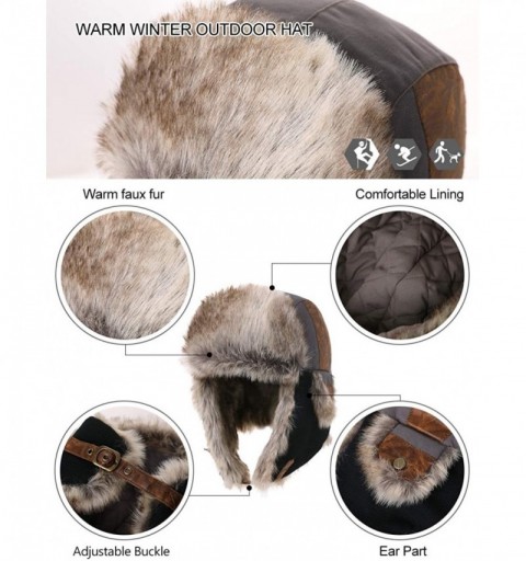 Skullies & Beanies SIGGI Faux Fur Trapper Hat for Men Cotton Warm Ushanka Russian Hunting Hat - 67191_black - C1128TWJ6MZ $22.83