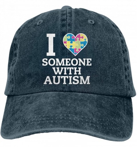 Baseball Caps Men's/Women's Adjustable Denim Fabric Baseball Cap Autism Awareness - I Love Someone with Autism Dad Hat - Navy...