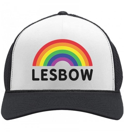 Baseball Caps Lesbow Rainbow Flag Hat Gay Lesbian Equality Pride Trucker Hat Mesh Cap - Black/White - CX18DMD8OOO $16.31