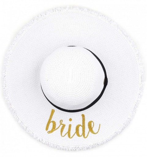 Sun Hats Exclusives Straw Embroidered Lettering Floppy Brim Sun Hat (ST-2017) - A Fringes-bride-gold - C5194RQKLLC $13.58