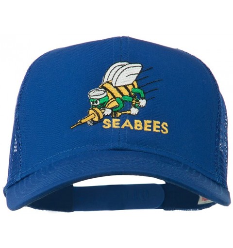 Baseball Caps Navy Seabees Symbol Embroidered Twill Mesh Cap - Royal - C511QLMNBA3 $27.81