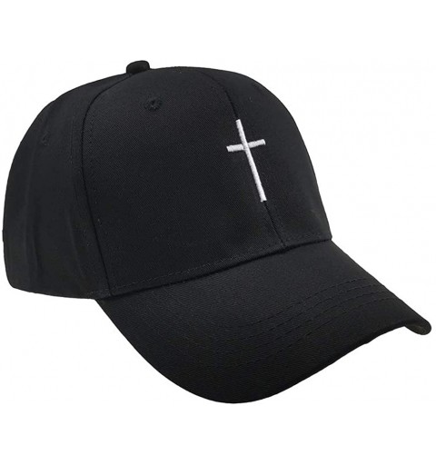 Baseball Caps Cross Embroidery Baseball Cap-Adjustable Structured Dad Hat for Men Women Sun Hat - Black-1 - CY18T5MSQEC $12.47
