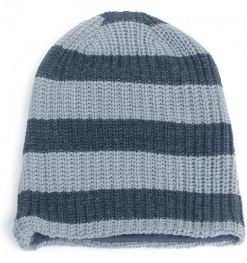 Skullies & Beanies Unisex Beanie Hat Slouchy Knit Cap Skullcap Stripe Baggy Style 1002 - Grey - CM128MYT6GB $12.33
