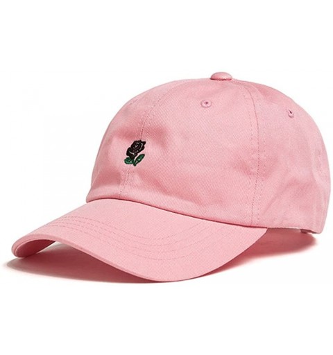 Baseball Caps Unisex Men Women Rose Embroidered Baseball Caps Golf Snapback Hip-hop Hat Adjustable - Pink - C9184QXWLHY $10.39