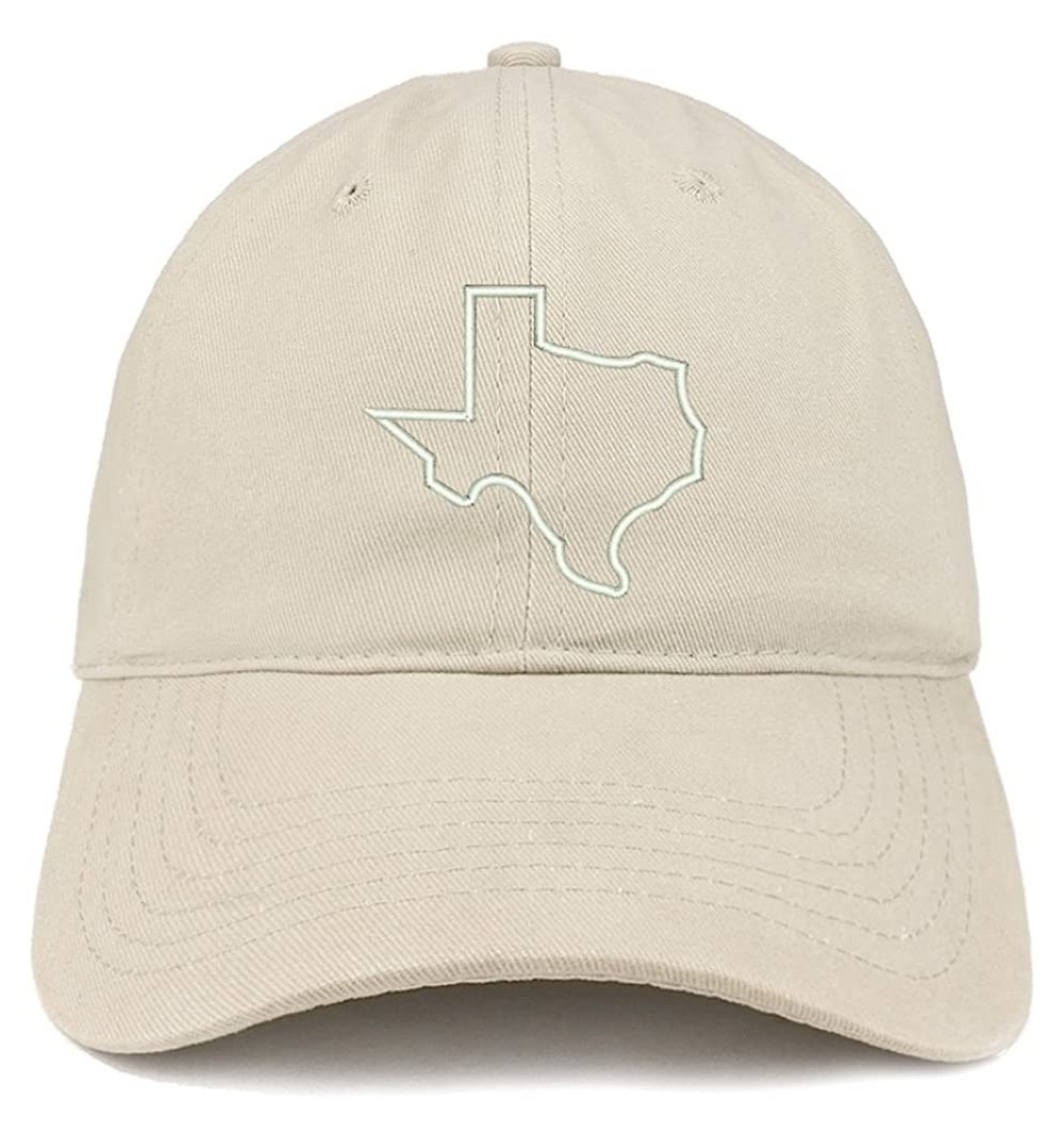 Baseball Caps Texas State Outline Embroidered Brushed Cotton Dad Hat Cap - Stone - CU185HNK8DI $19.04