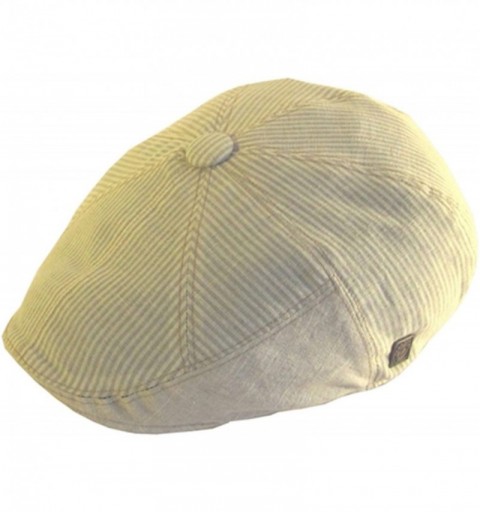 Newsboy Caps Mens Linen Summer Flatcap - Natural - CK11KCIXWHP $23.80