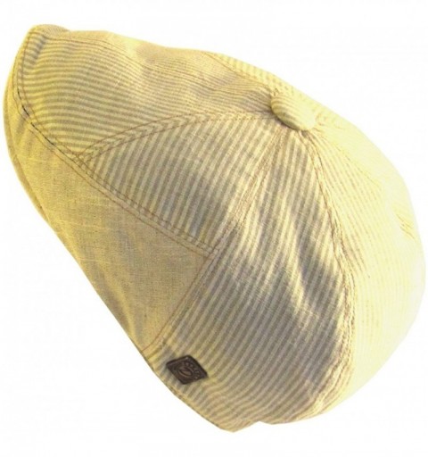 Newsboy Caps Mens Linen Summer Flatcap - Natural - CK11KCIXWHP $23.80