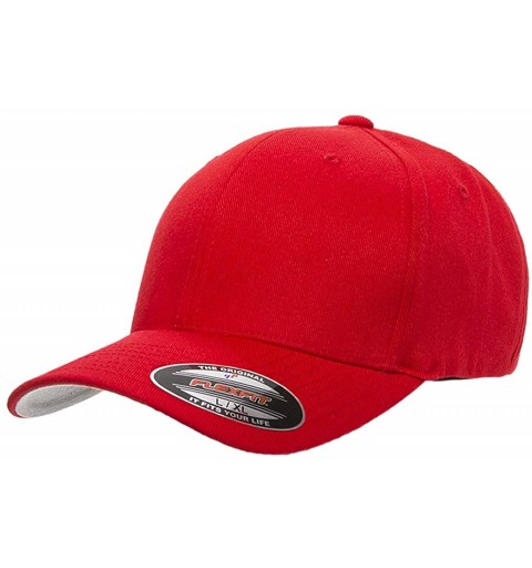 Skullies & Beanies Make Your Text Great Again. Embroidered. 6277 Wooly Combed Twill Flexfit Cap - Red - CP1805EHCZK $28.39