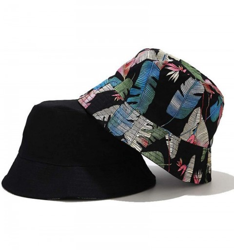Bucket Hats Unisex Print Double-Side-Wear Reversible Bucket Hat - Leaves Black - C9199738I4I $15.52