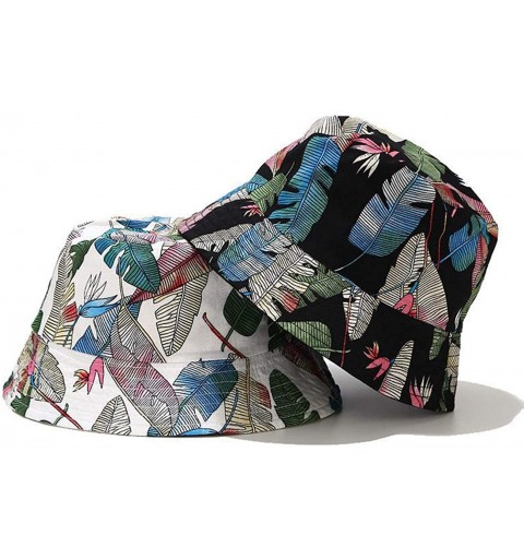 Bucket Hats Unisex Print Double-Side-Wear Reversible Bucket Hat - Leaves Black - C9199738I4I $15.52