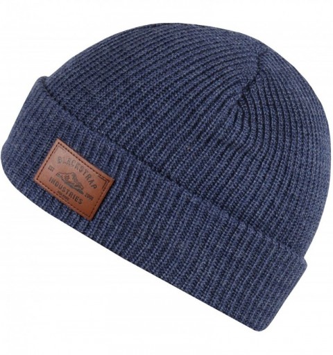Skullies & Beanies Tread Beanie with Real Leather Patch- Multi-Season Headwear for Men and Women (One Size) - Denim Heather -...