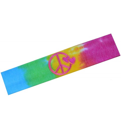 Headbands Peaceful Hearts Cotton Stretch Headband - Tie Dye-rainbow - CD11LI6WRYJ $10.15