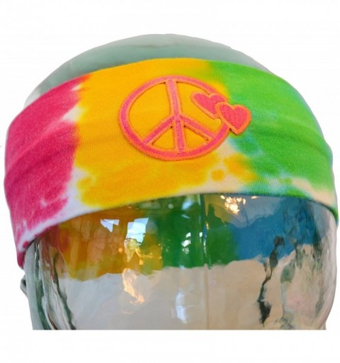 Headbands Peaceful Hearts Cotton Stretch Headband - Tie Dye-rainbow - CD11LI6WRYJ $10.15