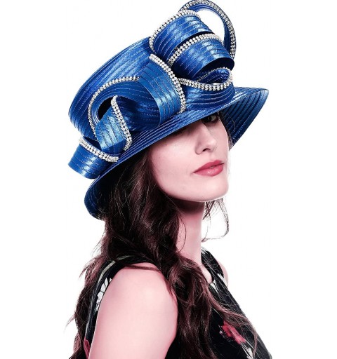 Sun Hats Church Hats for Women Tea Party Dress Hat for Ladies - Rhinestone-royal Blue - C1180KW89X0 $32.06