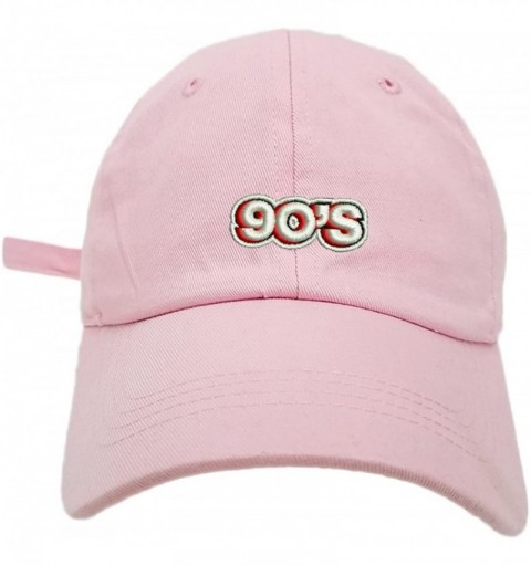Baseball Caps 90's Logo Style Dad Hat Washed Cotton Polo Baseball Cap - Lt.pink - C51889QCKII $19.45