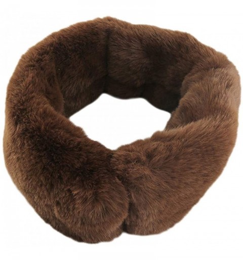 Skullies & Beanies Women Winter Faux Fur Neck Warmer Soft Fluffy Elegant Faux Fur Collar Scarves - Coffee-scarf - CU193LL5SEL...