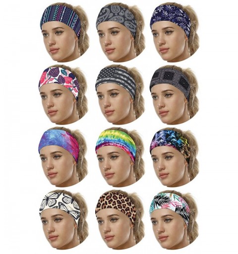 Headbands Women Girls Headband Bandana Boho Floral Silk Satin Hair Band Turban Head Wrap for Sports Fashion Leaves - CS198E82...