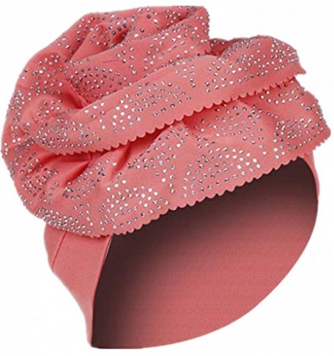 Skullies & Beanies Head Wraps for Women- Chemo Turban Hats Flower Stretchy Turban Brim Cap Pile Vintage Turban - Watermelon R...