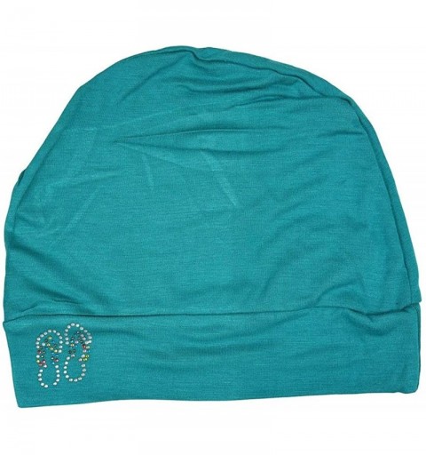 Skullies & Beanies Womens Soft Sleep Cap Comfy Cancer Hat with Studded Flip-Flops Applique - Turquoise - C812NT95MAY $14.32