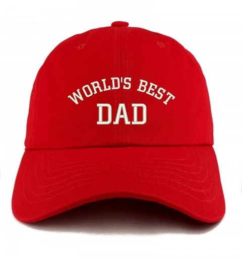 Baseball Caps World's Best Dad Embroidered Low Profile Soft Cotton Dad Hat Cap - Red - CG18D54245I $21.80