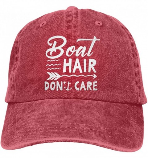 Baseball Caps Boat Hair Don't Care Print Vintage Hot Men & Women Adjustable Denim Dad Hat Cotton Baseball Cap Navy - Red - CZ...