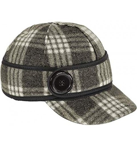 Newsboy Caps Button Up Cap - Decorative Wool Hat with Earflap - Charcoal/White Tartan - CJ18M0GOZD8 $37.19