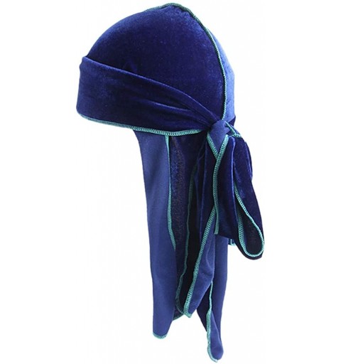 Skullies & Beanies Unisex Men Women's Fashion Velvet Bandana Hat Durag Rag Tail Headwrap Headwear - H - CU18N99GCCO $9.78