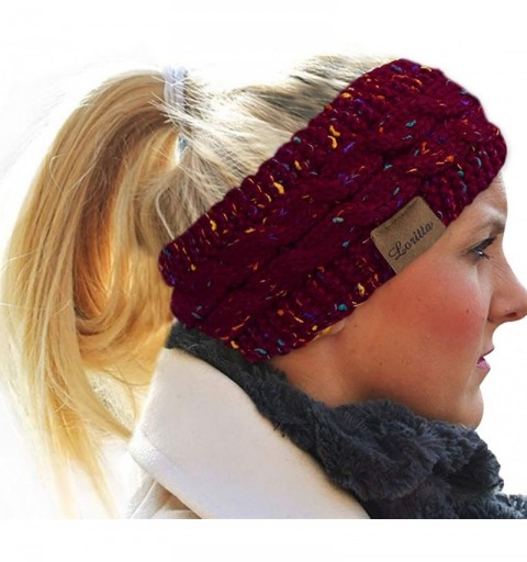 Cold Weather Headbands 2 Pack Womens Ear Warmers Headbands Winter Warm Fuzzy Cable Knit Head Wrap Gifts - CS18A8T369H $8.88