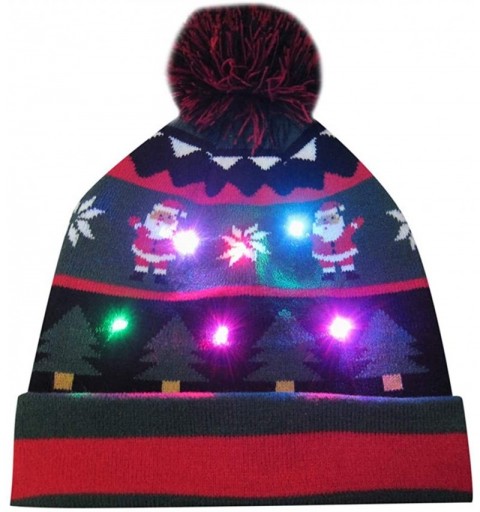 Skullies & Beanies LED Light-up Knitted Hat Ugly Sweater Holiday Xmas Christmas Beanie Cap - E - CY18ZMNC9S6 $13.41