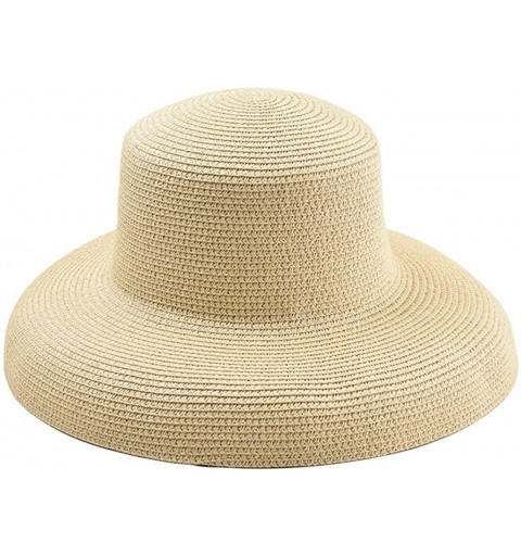 Sun Hats Women Beach Hat Summer Wide Brim Beach Sun Straw Hats Panama Fedora Cap Sun Protection - Beige - C918U3574I5 $16.84