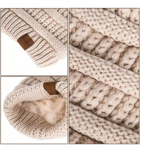 Skullies & Beanies Womens Winter Slouchy Beanie Hat- Knit Warm Fleece Lined Thick Thermal Soft Ski Cap with Pom Pom - Black&b...