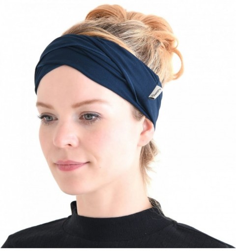 Headbands Mens Womens Elastic Bandana Headband Japanese Long Hair Dreads Head Wrap - Navy - CF118R802J3 $33.12