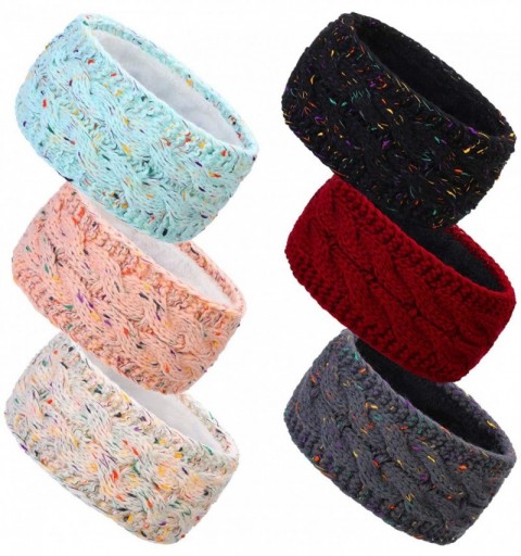 Cold Weather Headbands 6 Pieces Winter Cable Knit Headband Fleece Lined Winter Ear Warmer Headband Wrap (Vintage Colors) - CA...