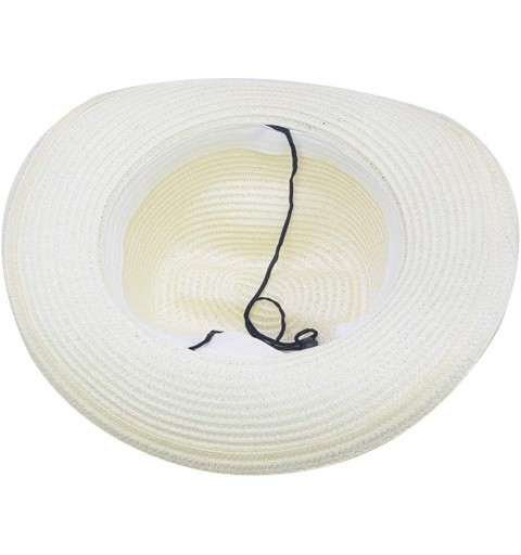 Cowboy Hats Stained Woven Straw Outback Western Cowboy Adult Sun hat - Light Beige - CB183NNL25T $17.03