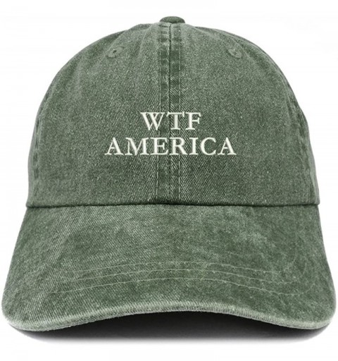 Baseball Caps WTF America Embroidered Washed Cotton Adjustable Cap - Dark Green - C6185LUKAQH $19.11
