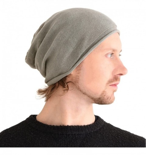 Skullies & Beanies Silk Beanie Hat for Men and Women - Slouchy Oversized Chemo Hat Sensitive Skin - Gray - C51889QZQIE $33.49
