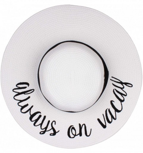 Sun Hats Women's Foldable Floppy Summer Straw Beach Sun Hat - Alwayson Vacay (White) - CE18ESC03DZ $13.73