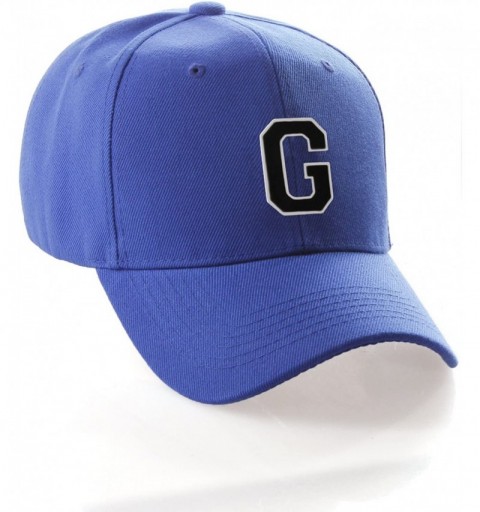 Baseball Caps Classic Baseball Hat Custom A to Z Initial Team Letter- Blue Cap White Black - Letter G - CQ18IDUMY53 $10.82