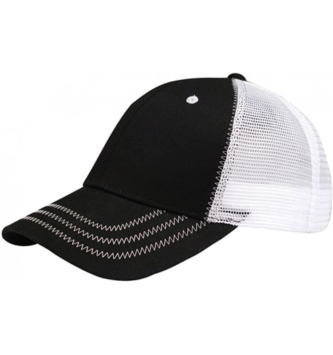 Baseball Caps Low Profile Structured Mesh Trucker Cap - Black/White - C711BX4MRRN $12.47