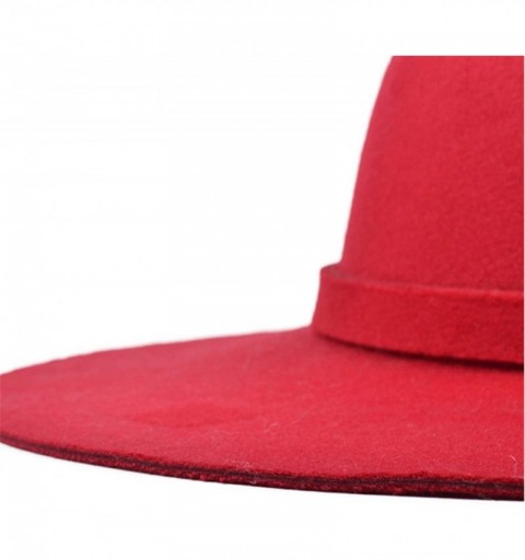 Fedoras Ladies Woolen Fedoras Hat Royal Blue Winter Elegant Vintage Hats with A Wide Brim British Bow Tie Felt Hats - C918QED...