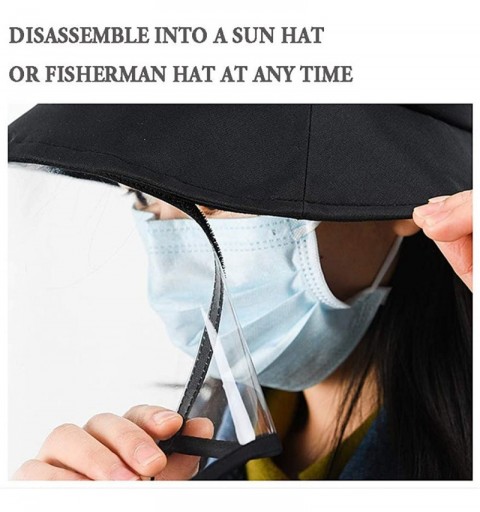 Sun Hats Women Anti-Saliva Bucket Hat Detachable 100% Cotton Dustproof Sun Hat for Unisex Adult - Black - CL197X95NZR $14.36