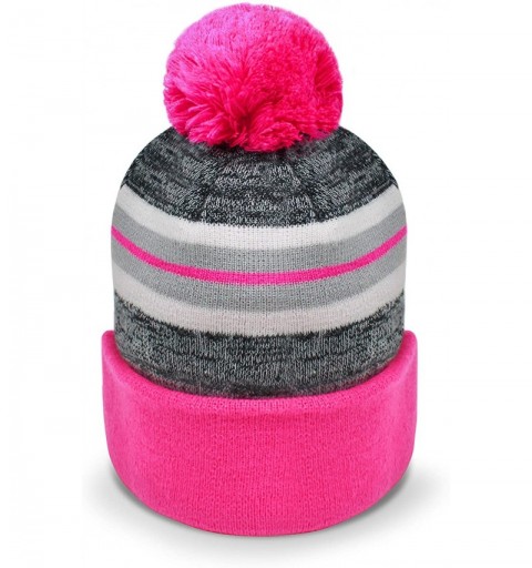 Skullies & Beanies New Pom Pom Beanies Winter Knit Hats - Hot Pink - C218L7ULHUS $8.25
